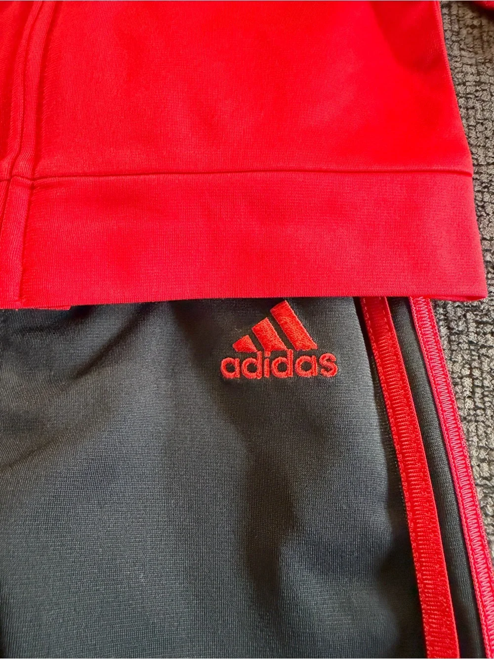 adidas Red and Black Kids Track Set with Logo